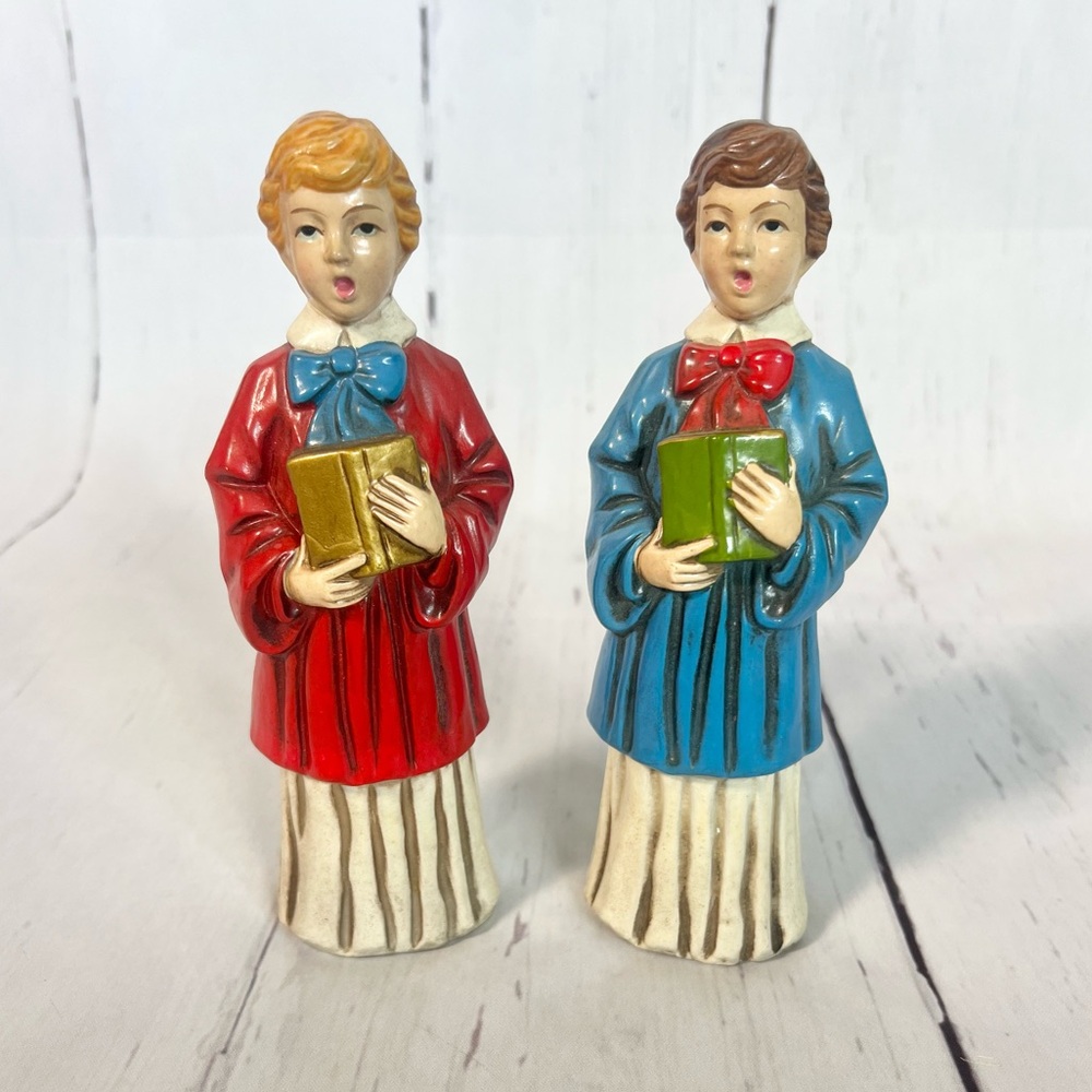 Vintage Mid Century Christmas Choir Boy Figurines Set, Ceramic Japan Carolers